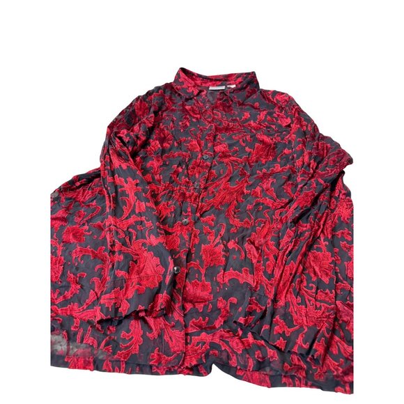 VTG Chicos Silk Velvet Burnout Top Blouse Tunic Sheer Lg Whimsigoth grunge Y2K - Picture 14 of 16